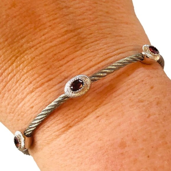 Gabriel & Co Womans Bracelet Red Garnet Sterling Silver Designer Best Gift Idea - Picture 2 of 4